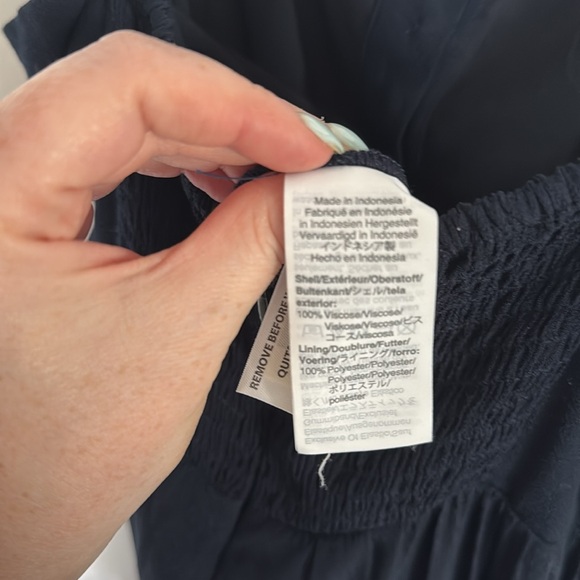 Madewell Navy Cropped Wide Leg Smocked Back Jumpsuit - Picture 9 of 9